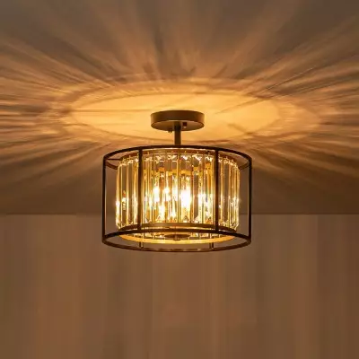 Eileyn Crystal Drum Semi Flush Mount Ceiling Light Eileyn Crystal Drum Semi Flush Mount Ceiling Light