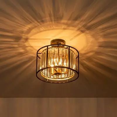 Eileyn Crystal Drum Semi Flush Mount Ceiling Light Eileyn Crystal Drum Semi Flush Mount Ceiling Light