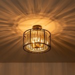 Eileyn Crystal Drum Semi Flush Mount Ceiling Light