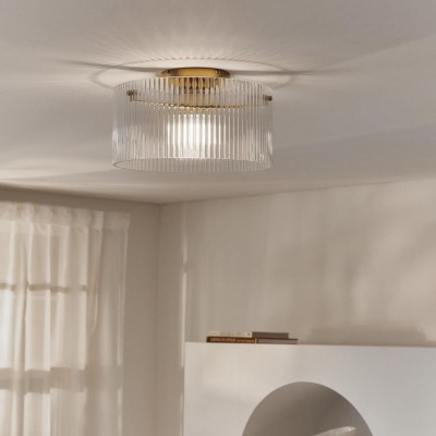 Erisen Farmhouse Ribbed Glass Drum Ceiling Light Erisen Farmhouse Ribbed Glass Drum Ceiling Light