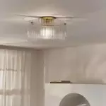 Erisen Farmhouse Ribbed Glass Drum Ceiling Light