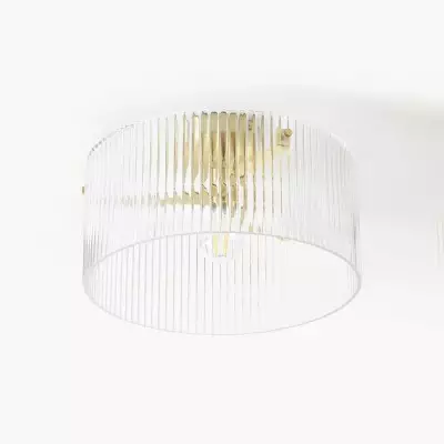 Erisen Farmhouse Ribbed Glass Drum Ceiling Light Erisen Farmhouse Ribbed Glass Drum Ceiling Light