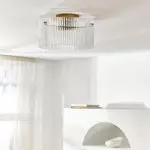 Erisen Farmhouse Ribbed Glass Drum Ceiling Light