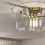 Erisen Farmhouse Ribbed Glass Drum Ceiling Light