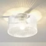 Erisen Farmhouse Ribbed Glass Drum Ceiling Light