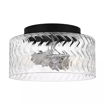 Paxon Matte Black Textured Glass Flush Mount Ceiling Light