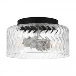 Paxon Matte Black Textured Glass Flush Mount Ceiling Light