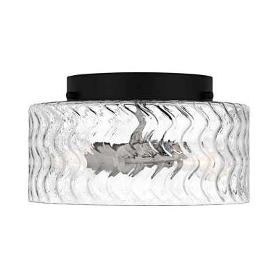 Paxon Matte Black Textured Glass Flush Mount Ceiling Light