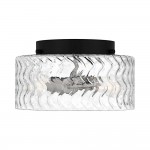 Paxon Matte Black Textured Glass Flush Mount Ceiling Light