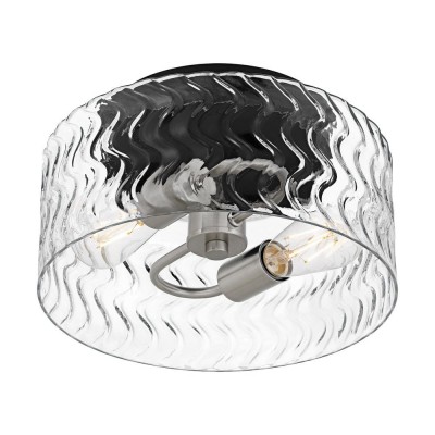 Paxon Matte Black Textured Glass Flush Mount Ceiling Light