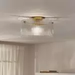 Erisen Farmhouse Ribbed Glass Drum Ceiling Light