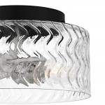 Paxon Matte Black Textured Glass Flush Mount Ceiling Light