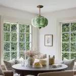 Vortan Antique Brass Green Glass Semi-Flush Mount Eloise Pendant Lamp