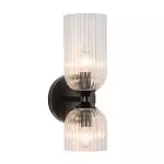 Hytham Rustic Double Tube Ribbed Glass Sconce