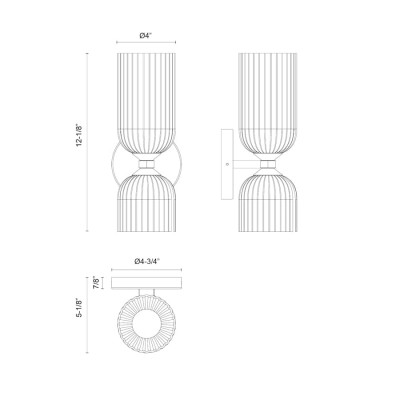 Hytham Rustic Double Tube Ribbed Glass Sconce Hytham Rustic Double Tube Ribbed Glass Sconce