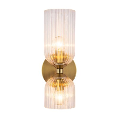 Hytham Rustic Double Tube Ribbed Glass Sconce Hytham Rustic Double Tube Ribbed Glass Sconce