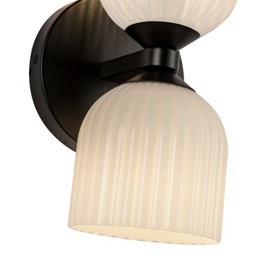 Hytham Rustic Double Tube Ribbed Glass Sconce Hytham Rustic Double Tube Ribbed Glass Sconce
