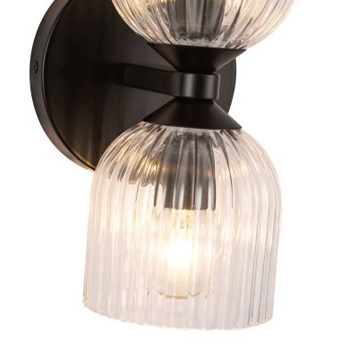Hytham Rustic Double Tube Ribbed Glass Sconce Hytham Rustic Double Tube Ribbed Glass Sconce