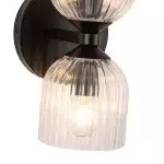 Hytham Rustic Double Tube Ribbed Glass Sconce