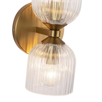 Hytham Rustic Double Tube Ribbed Glass Sconce Hytham Rustic Double Tube Ribbed Glass Sconce