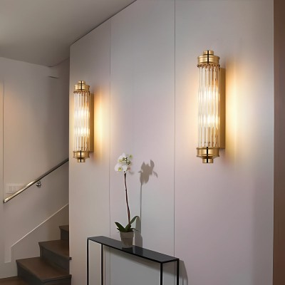 Raelin Retro Cylindrical Ribbed Glass Sconce Raelin Retro Cylindrical Ribbed Glass Sconce