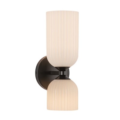 Hytham Rustic Double Tube Ribbed Glass Sconce Hytham Rustic Double Tube Ribbed Glass Sconce