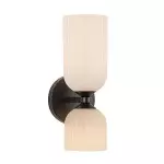 Hytham Rustic Double Tube Ribbed Glass Sconce