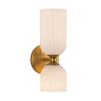 Hytham Rustic Double Tube Ribbed Glass Sconce Hytham Rustic Double Tube Ribbed Glass Sconce