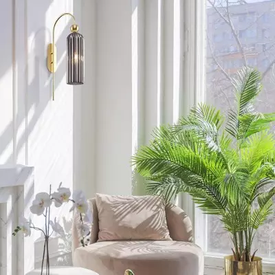 Emrys Modern Gold Fluted Glass Cylinder Sconce