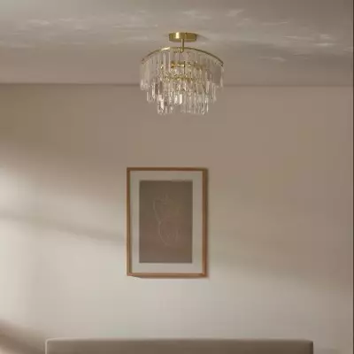 Deneuve Farmhouse Tiered Glass Brass Ceiling Light Deneuve Farmhouse Tiered Glass Brass Ceiling Light