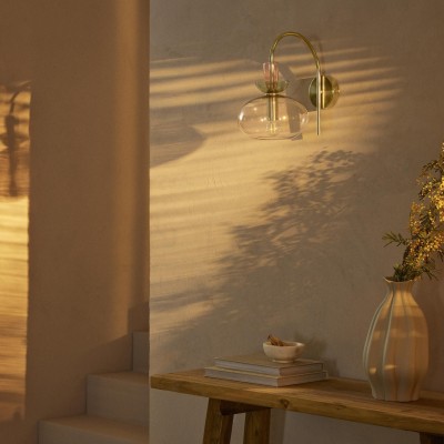 Oryn Globe Glass Brass Wall Light Oryn Globe Glass Brass Wall Light