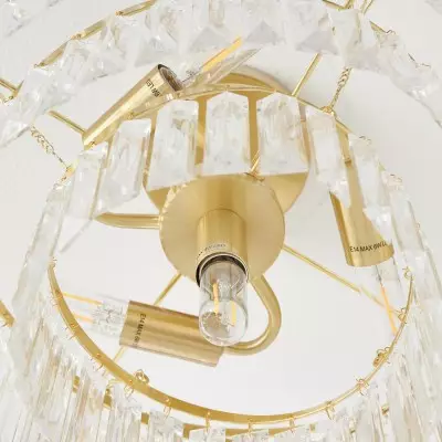 Deneuve Farmhouse Tiered Glass Brass Ceiling Light Deneuve Farmhouse Tiered Glass Brass Ceiling Light