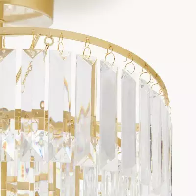 Deneuve Farmhouse Tiered Glass Brass Ceiling Light Deneuve Farmhouse Tiered Glass Brass Ceiling Light