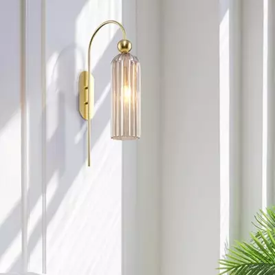 Emrys Modern Gold Fluted Glass Cylinder Sconce