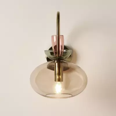 Oryn Globe Glass Brass Wall Light Oryn Globe Glass Brass Wall Light