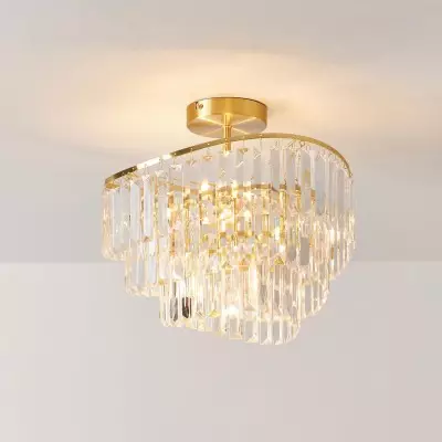 Deneuve Farmhouse Tiered Glass Brass Ceiling Light Deneuve Farmhouse Tiered Glass Brass Ceiling Light