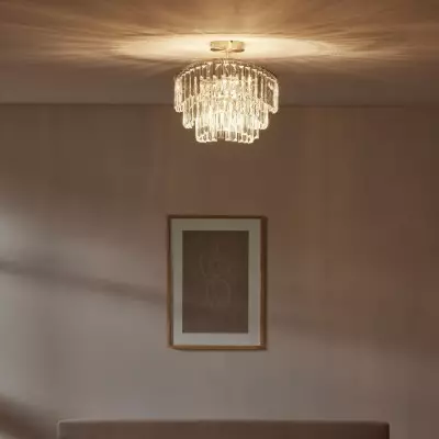 Deneuve Farmhouse Tiered Glass Brass Ceiling Light Deneuve Farmhouse Tiered Glass Brass Ceiling Light