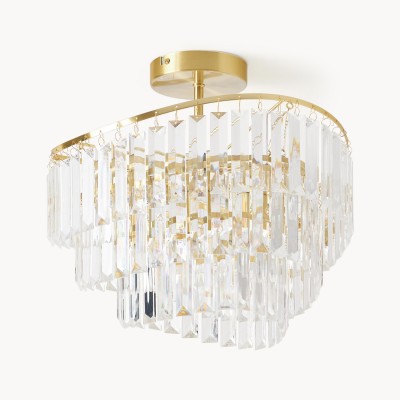 Deneuve Farmhouse Tiered Glass Brass Ceiling Light Deneuve Farmhouse Tiered Glass Brass Ceiling Light