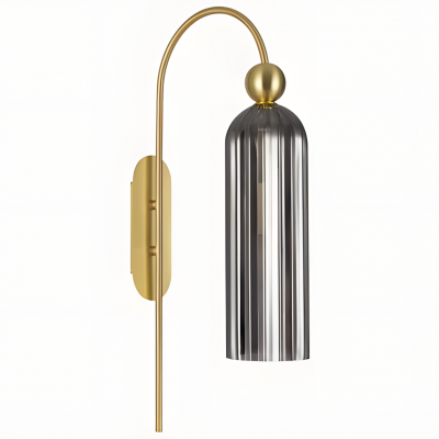 Emrys Modern Gold Fluted Glass Cylinder Sconce Emrys Modern Gold Fluted Glass Cylinder Sconce