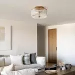 Claude Farmhouse Striped Glass Drum Ceiling Light Claude Farmhouse Striped Glass Drum Ceiling Light