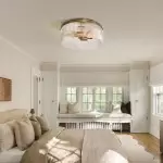 Sylan Farmhouse Round Ribbed Glass Flush Mount Ceiling Light