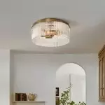 Sylan Farmhouse Round Ribbed Glass Flush Mount Ceiling Light
