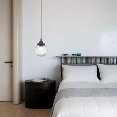 Meliora Rustic Ribbed Glass Globe Pendant Light Meliora Rustic Ribbed Glass Globe Pendant Light