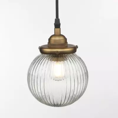 Meliora Rustic Ribbed Glass Globe Pendant Light Meliora Rustic Ribbed Glass Globe Pendant Light