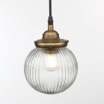Meliora Rustic Ribbed Glass Globe Pendant Light