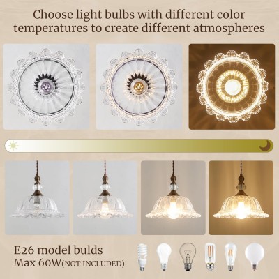 Vilkas Vintage Flower Shaped Glass Pendant Light Vilkas Vintage Flower Shaped Glass Pendant Light