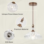 Vilkas Vintage Flower Shaped Glass Pendant Light