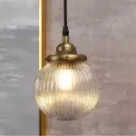 Meliora Rustic Ribbed Glass Globe Pendant Light