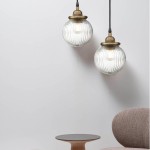 Meliora Rustic Ribbed Glass Globe Pendant Light
