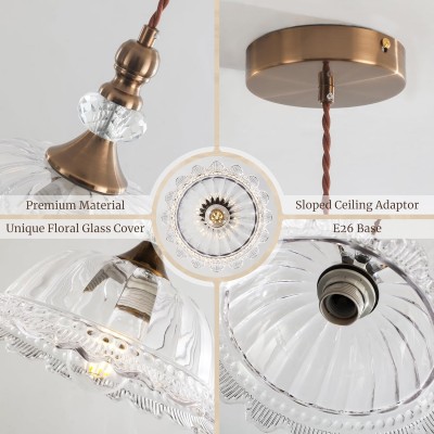 Vilkas Vintage Flower Shaped Glass Pendant Light Vilkas Vintage Flower Shaped Glass Pendant Light